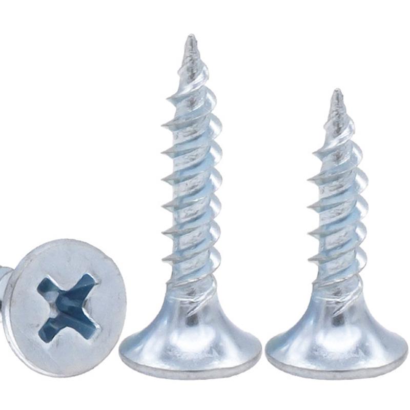 Сине-белые оцинкованные саморезы для гипсокартона M3.5 - потайная плоская головка для дерева и стеновых панелей