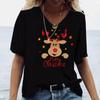 Plus Size 6XL Merry Christmas Women's Short Sleeved V-neck T-shirt Christmas Tree Santa Claus Letter Print Simple Trendy Trend Women Clothing