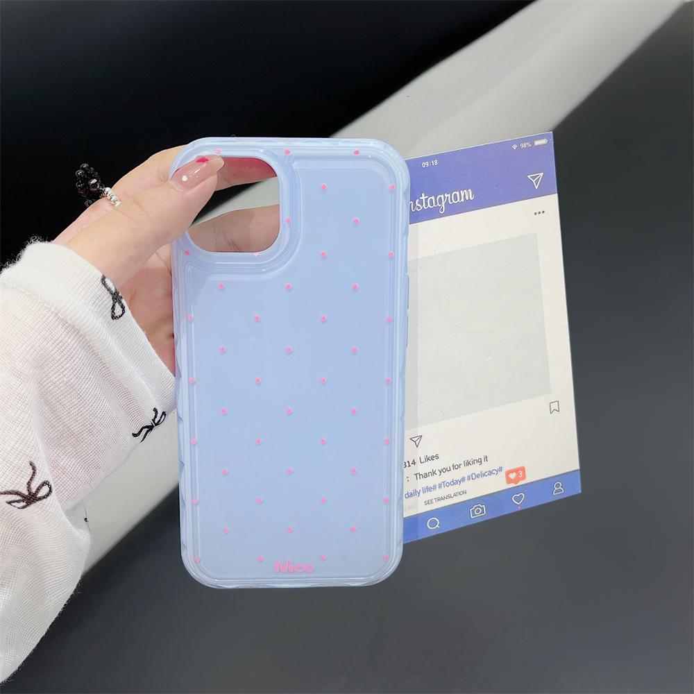 Корейский Милый Чехол для Телефона в Горошек Цвета Макарон Для iPhone 15 14 13 12 Pro Max 11 Стильный Эстетичный Ударопрочный Мягкий Задний Чехол
