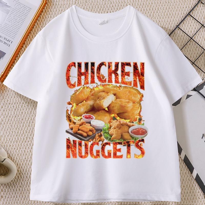 Chicken Nuggets Vintage 90s Graphic Tshirt for Unisex Women Cotton Short Sleeve Round Neck Printed Tshirt Unisex Vintagel Unisex