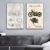 Retro Motorcycle Design Sketch Poster Canvas Painting Patent Blueprint Prints Wall Art For Living Room Home Decoration