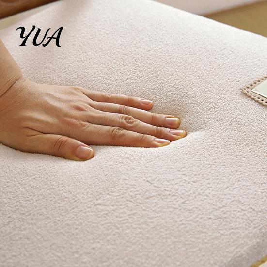 Teddy Velvet Seat Cushion Memory Foam Chair Pad, Dining with Ties, Anti-slip Bottom, Washable Strap Fixed Cover, Soft Thick Warm Pad for Office Autumn