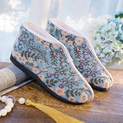 Осенние и зимние женские хлопковые туфли из старой пекинской ткани обувь для среднего и пожилого возраста пожилая обувь для мам ретро вышитые туфли grand