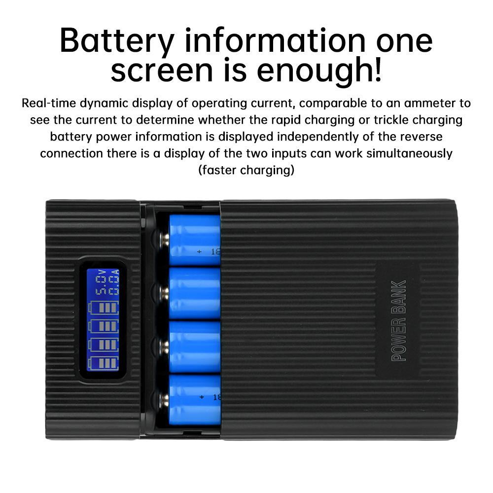 Корпус Power Bank Держатель для аккумуляторов 18650 18650*4 5V Двойной USB Цифровой дисплей Зарядка DIY Корпус для мобильного телефона Коробка для хранения аккумуляторов