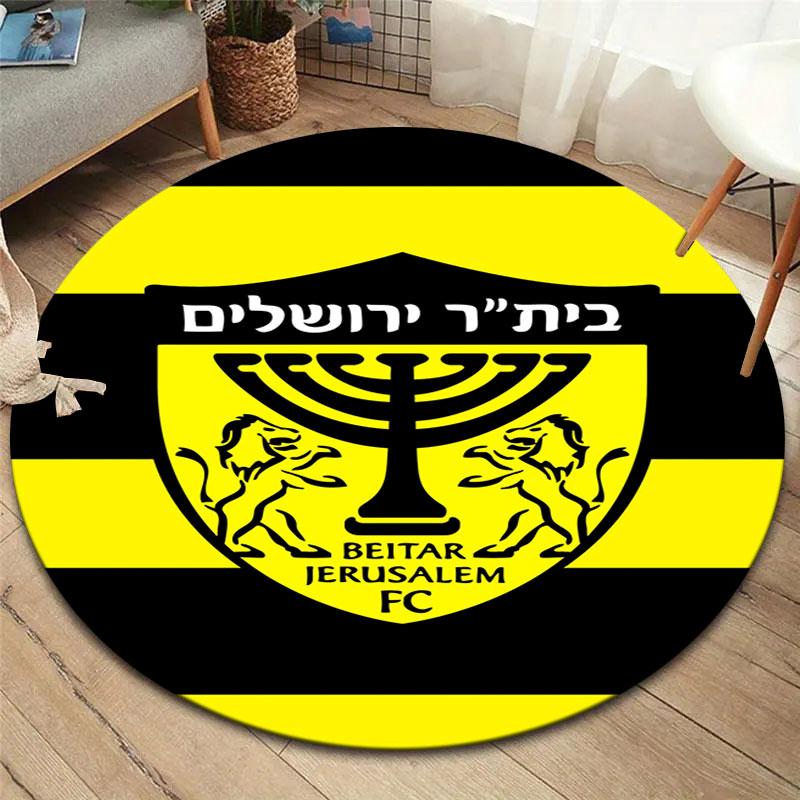 Beitar Jerusalem Round Area Rug,Carpet Rug for Living Room Bedroom Sofa Playroom Decor,Non-slip Floor Mat