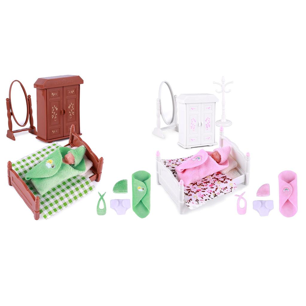 Миниатюрная силиконовая кукла Реборн 3 дюйма Прекрасная спящая кукла-новорожденный с мебельными аксессуарами для детских ролевых игр