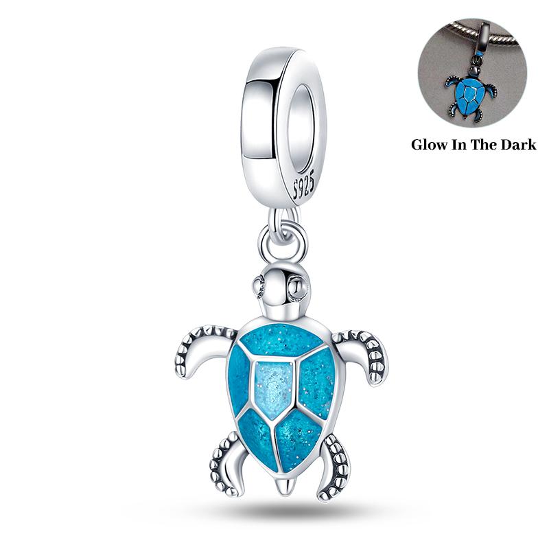 Ocean Series Copper Luminous Shell Pearl Fishtail Tortoise Charms Beads Fit 3Mm Original Bracelets Fine Diy Jewelry