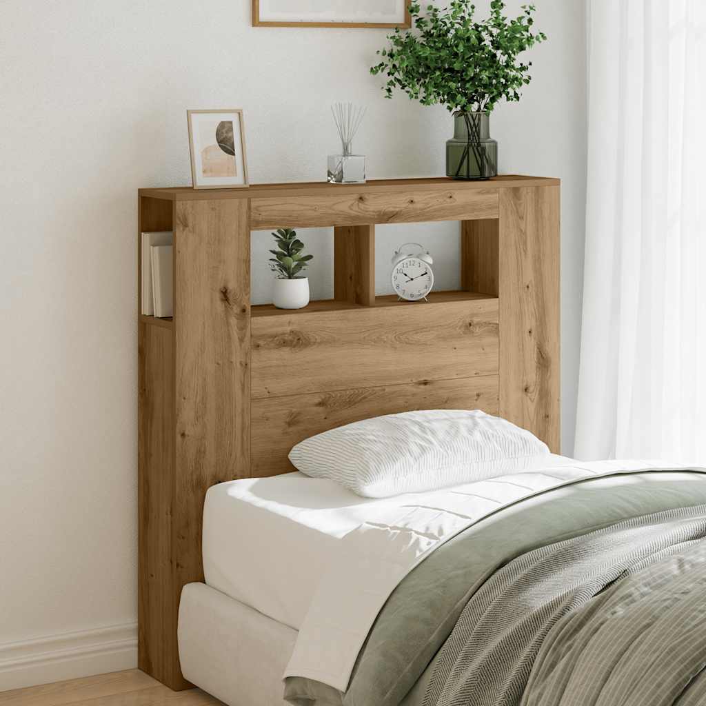 LED Headboard Artisan Oak 100 x 18.5 x 103.5 cm Engineered Wood