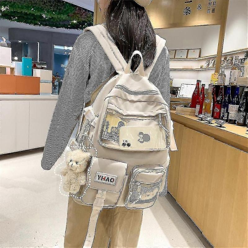 Backpacks Cartoon Teenage Student Transparent Backpack High School Student School Bag Black