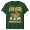21st Birthday Vintage Unisex T Shirt 2005 Limited Edition Retro Gift Party