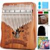 Kalimba 21 Keys Beginner Set Mahogany Tuned Scale Engraved Tuned Comes with Japanese Music Score Book Engraved Cat Pattern Thumb Piano Beginner