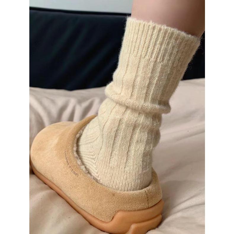 New Winter Cashmere Wool Women Socks Casual Japanese Fashion Solid Color Thicker Long Sock Girls Thermal Warm Crew Sock