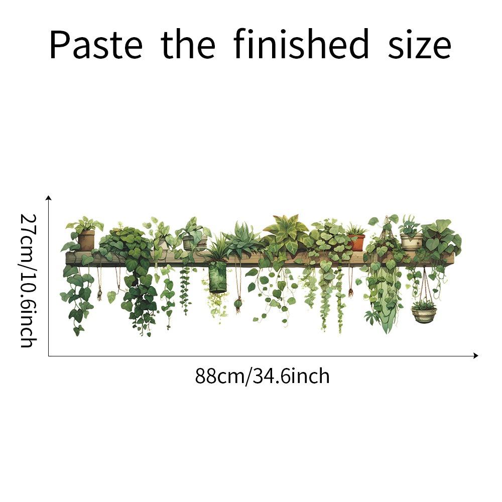 Green Dill Leaves Wall Decals Hanging Basket Wall Beautification New Decorative Sticker Courtyard