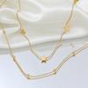 Fenny Non Tarnish Fashion Elegant Double-layer Pentastar Necklace Statement for Sweater Chain Stainless Steel Jewelry