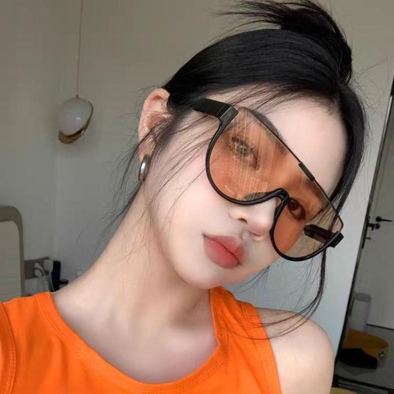 RUISIMO Vintage Semi-round Sun Glasses Women Fashion Monoblock Outdoor Goggle Shades Ins Trending New Design Sunglasses