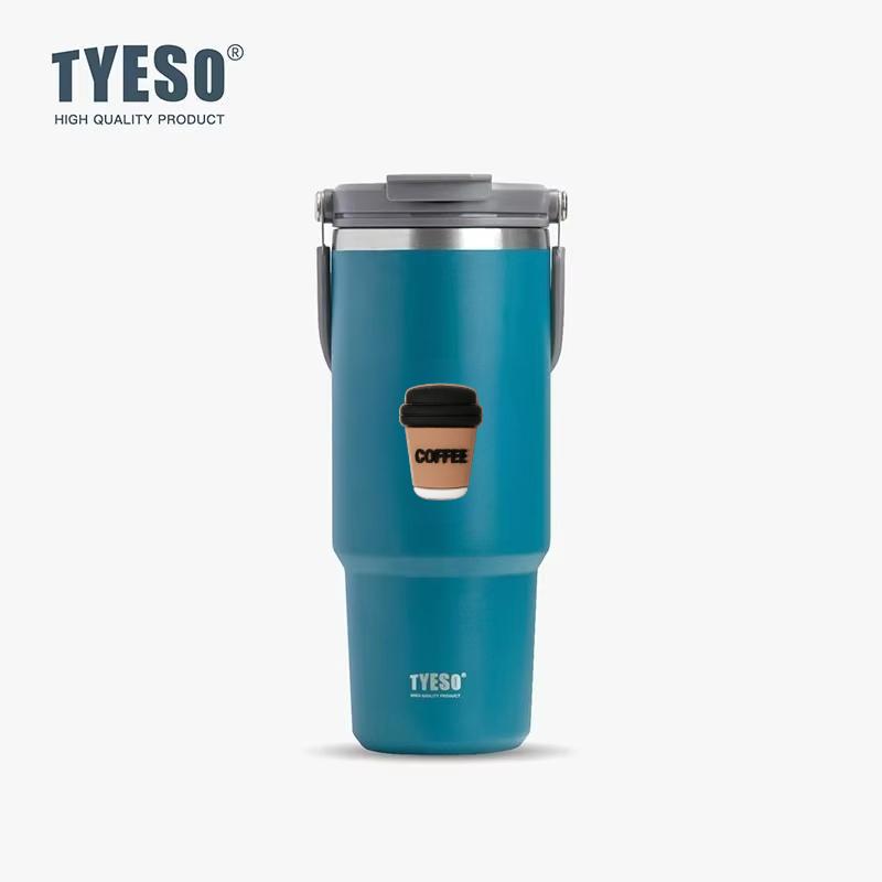 Tyeso 1200ML Vacuum Flasks Stainless Steel Coffee Cup Cold Hot Double-layer Insulated Big Capacity Cold Water Cup with Coffee Sticker