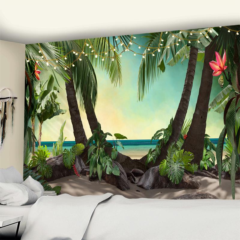 Гобелен из натуральных растений, настенный гобелен с изображением животных, декоративный хиппи, богемный ковер, воздушный фон, ткань