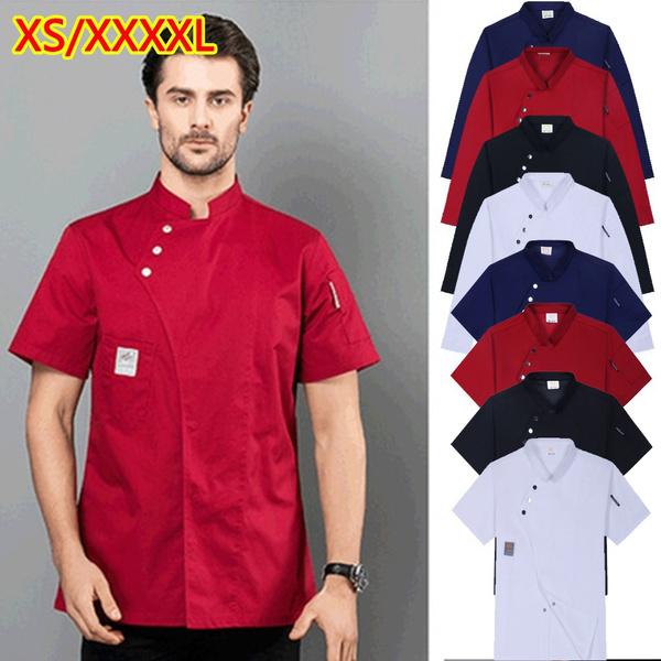 Men Kitchen Restaurant Cook Workwear Chef Uniform White Shirt Double Breasted Chef Jacket