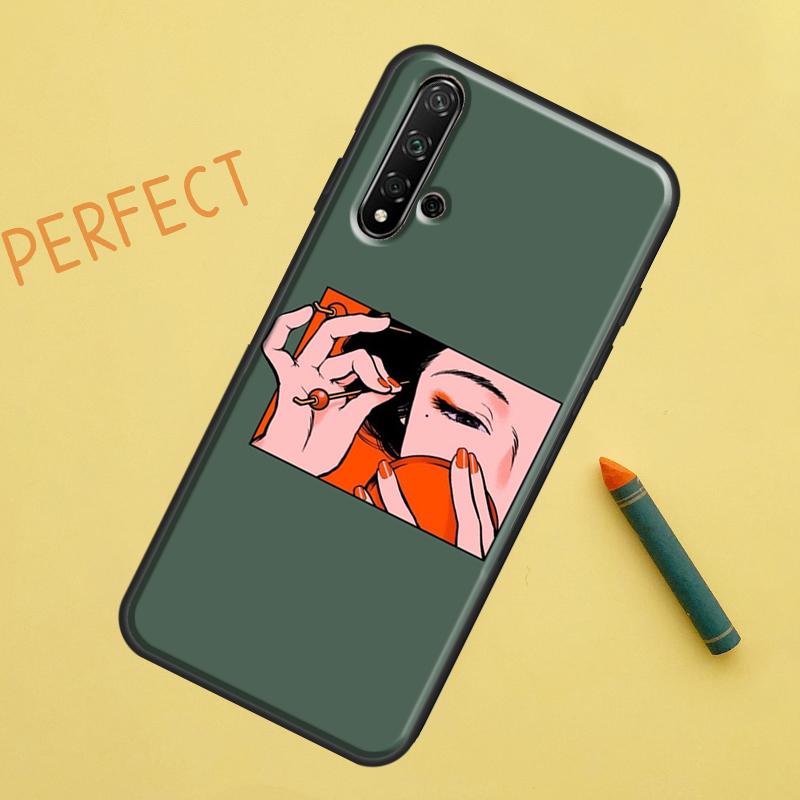 Эстетический чехол с изображением девушки-аниме в стиле поп-арта для Huawei Nova 10 9 SE 5T Y90 Y70 Y60 Y61 Nova 3i 7i 8i 11i P20 P40 P30 Lite P60 Pro