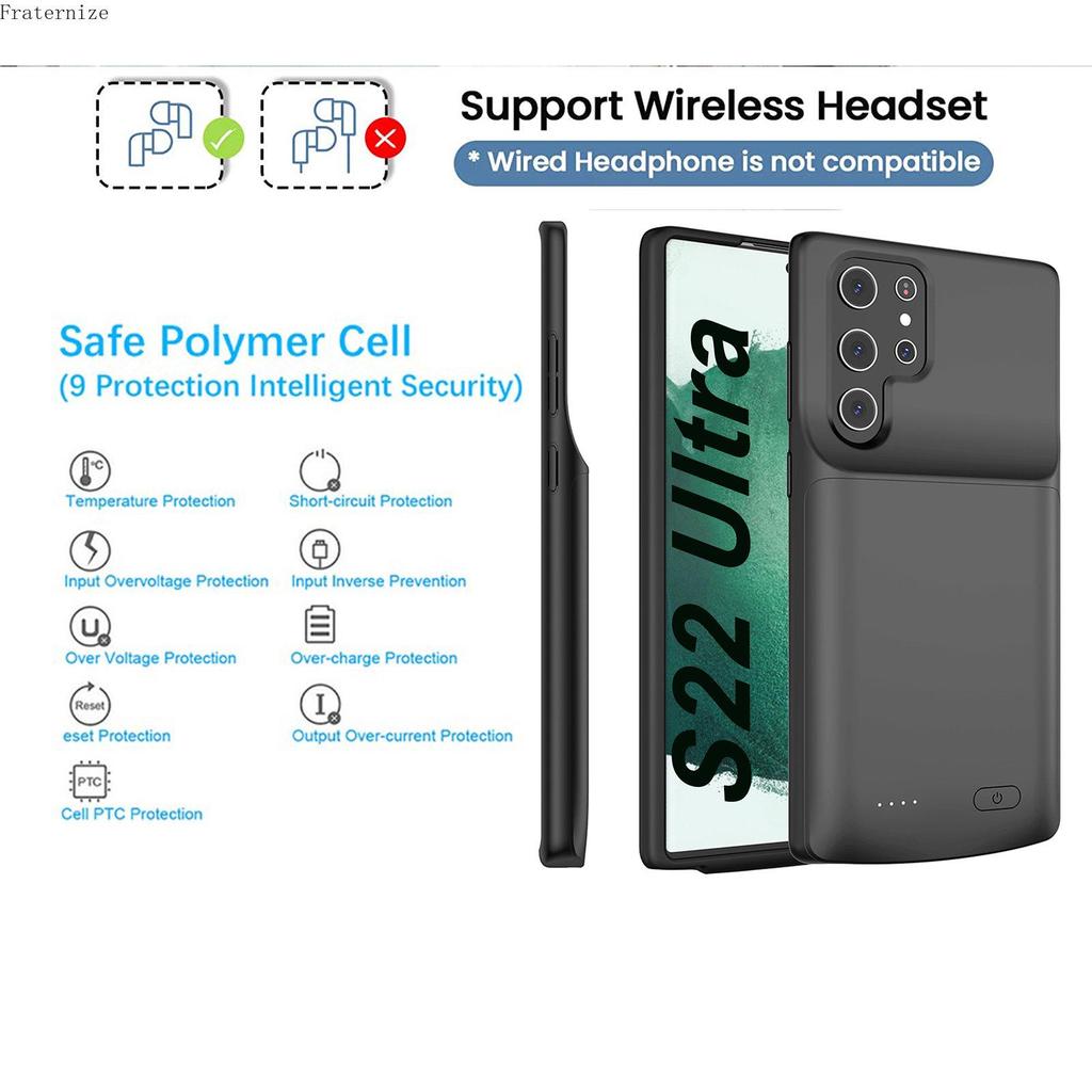 Чехол для аккумулятора для Samsung Galaxy S21 S22 S23 Ultra S23 Plus Аккумулятор Беспроводное зарядное устройство Чехлы для питания Power Bank Силиконовый противоударный чехол для зарядки