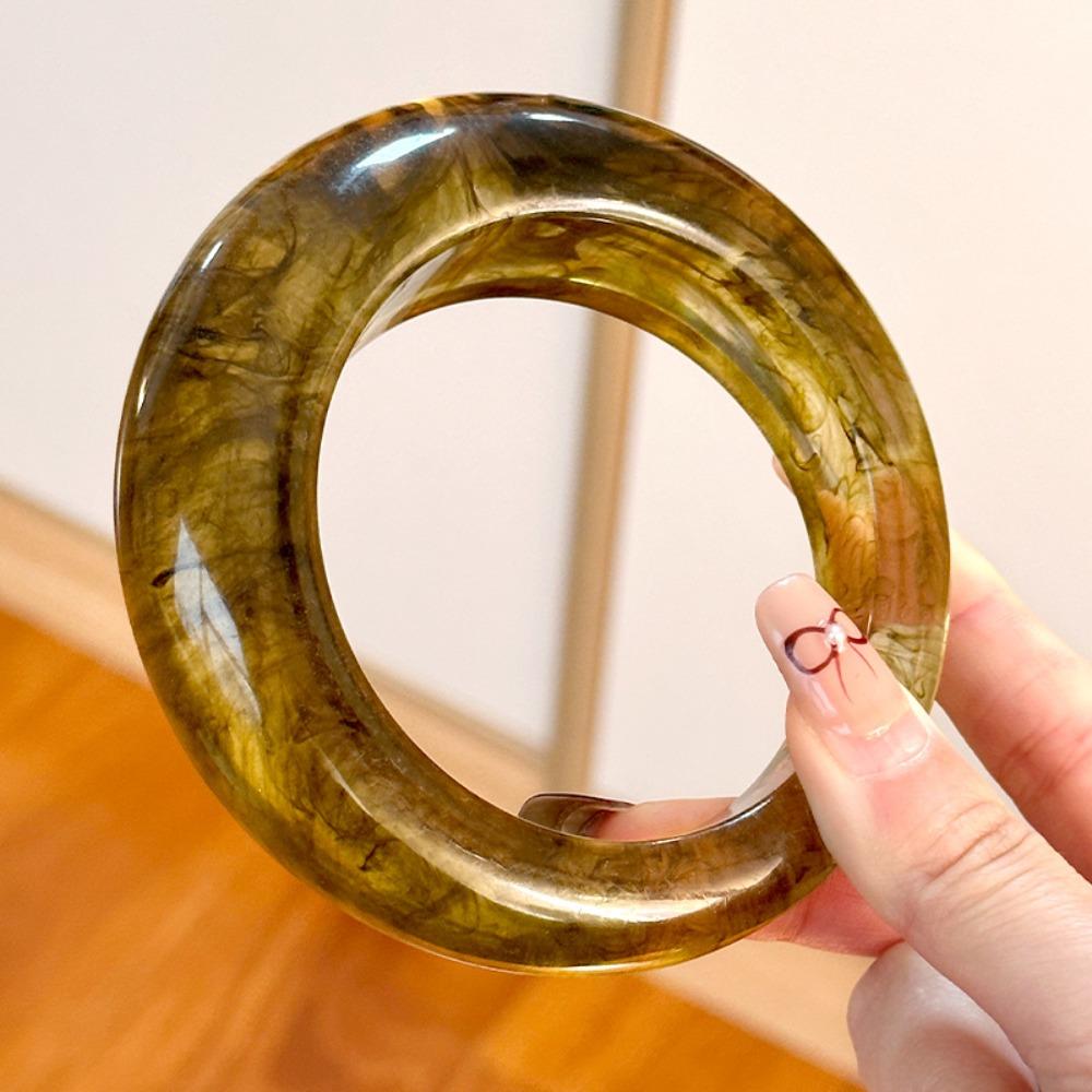 Круглый толстый браслет из смолы в стиле ретро, симпатичное нерегулярное широкое кольцо для женщин