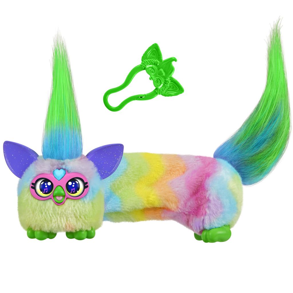 Hasbro Furby DJ Furblets Candy Swirl Mini Friend, Furby-speaking Only, Motorized Plush Toy with Expandable Body, Sounds and Music, for Ages 6 and Up,