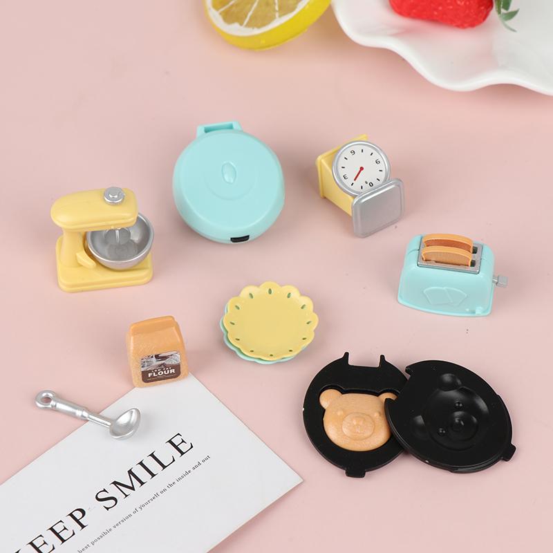 1:12 кукольных мини-машин для хлеба, тостер, венчик, весы, тарелка, кухонный набор для еды