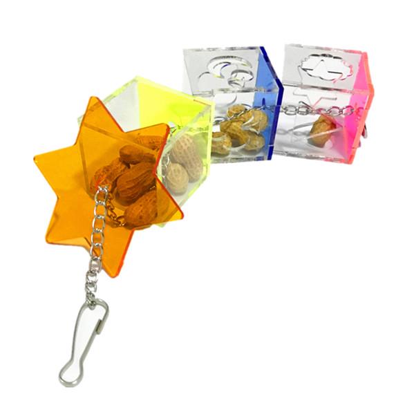 3-layer Parrot Chewing Pendant Transparent Feeding Bird Food Toy Food Feeder Star Grass Pendant Toy
