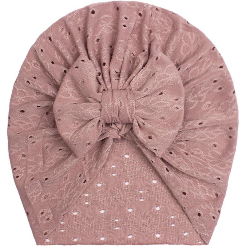 New Baby Jacquard Bow Hat, Children's Breathable Striped Pullover Hat, Baby Hat