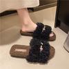 Internet Celebrity Brown Popular Fluffy Slippers Women's Autumn and Winter Wear 2025 New Thick Bottom Casual Home Fluffy Cotton Drag