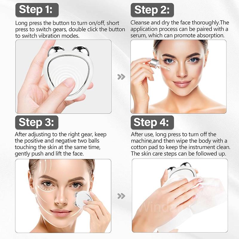 Массажер для лица EMS Машина для подтяжки лица Микротоковый ролик Подтяжка кожи Омоложение Красота для лица Зарядка Антивозрастной