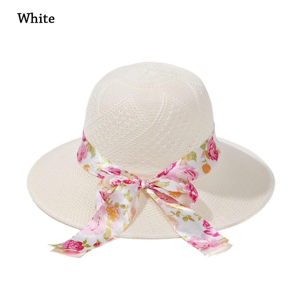 Casual Travel Wide Brim Sun Visor Cap Straw Hat UV Protection Beach Hat