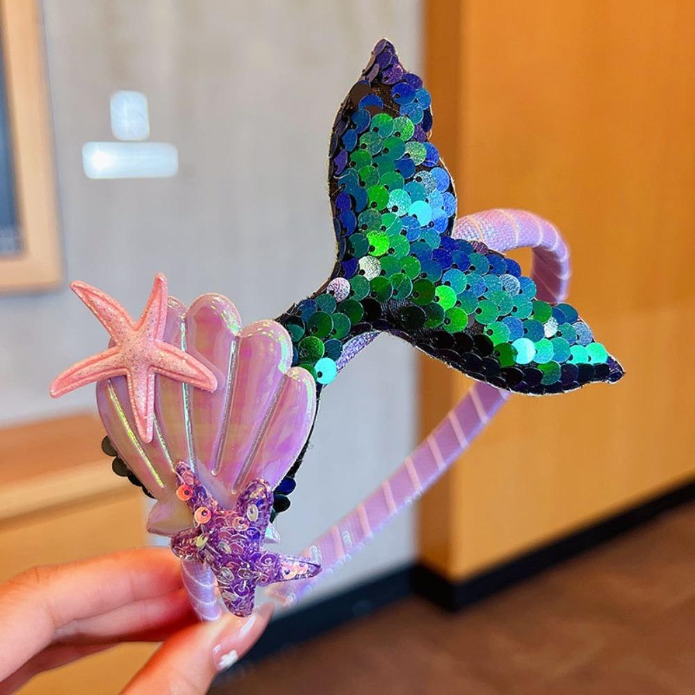 Мультяшная повязка на голову русалки принцессы лазерная головная повязка с блестками модный держатель для волос украшение для волос