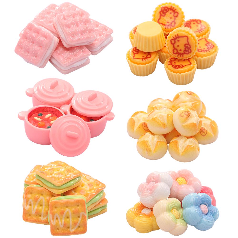 3D Hot Pot Egg Tart Bread & Cookie Resin Toy Playset