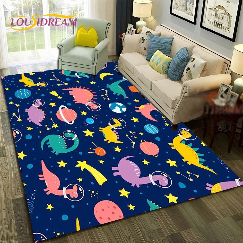Мультфильм Динозавр Космос 3D Милый Ковер Дино Ковер для Дома Гостиная Спальня Диван Коврик Декор, Детский Коврик Нескользящий Напольный Коврик