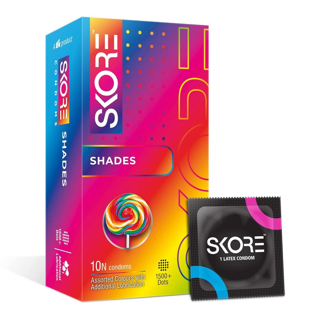 Презервативы Skore Shades цветные в горошек, упаковка 20 шт. Натуральный латексный каучук Разные цвета Удобная посадка Защита Гладкое ощущение
