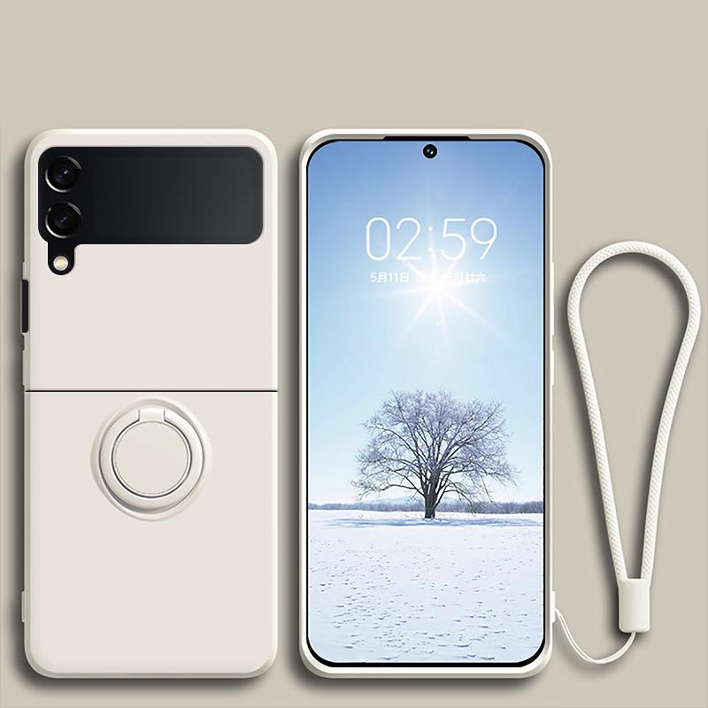 Горячие продажи Жидкий силиконовый чехол-книжка с ощущением кожи для Samsung Galaxy Z Flip 7 FE 6 5 4 3 Противоударный чехол с кольцом-держателем и магнитным креплением