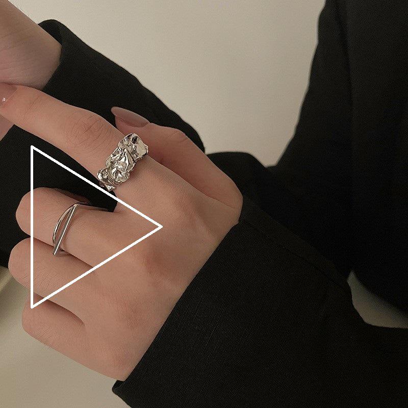 Корейское кольцо из стерлингового серебра 925 пробы в ретро-дизайне для женщин - Не тускнеющее, Высококачественное ювелирное изделие для пальца в стиле цепочки