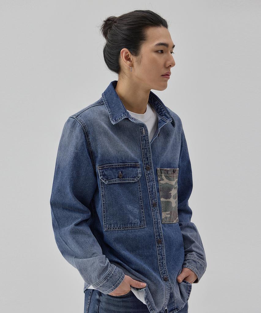 RYUL+WAI Denim Gradient Camouflage Shirt Indigo C6