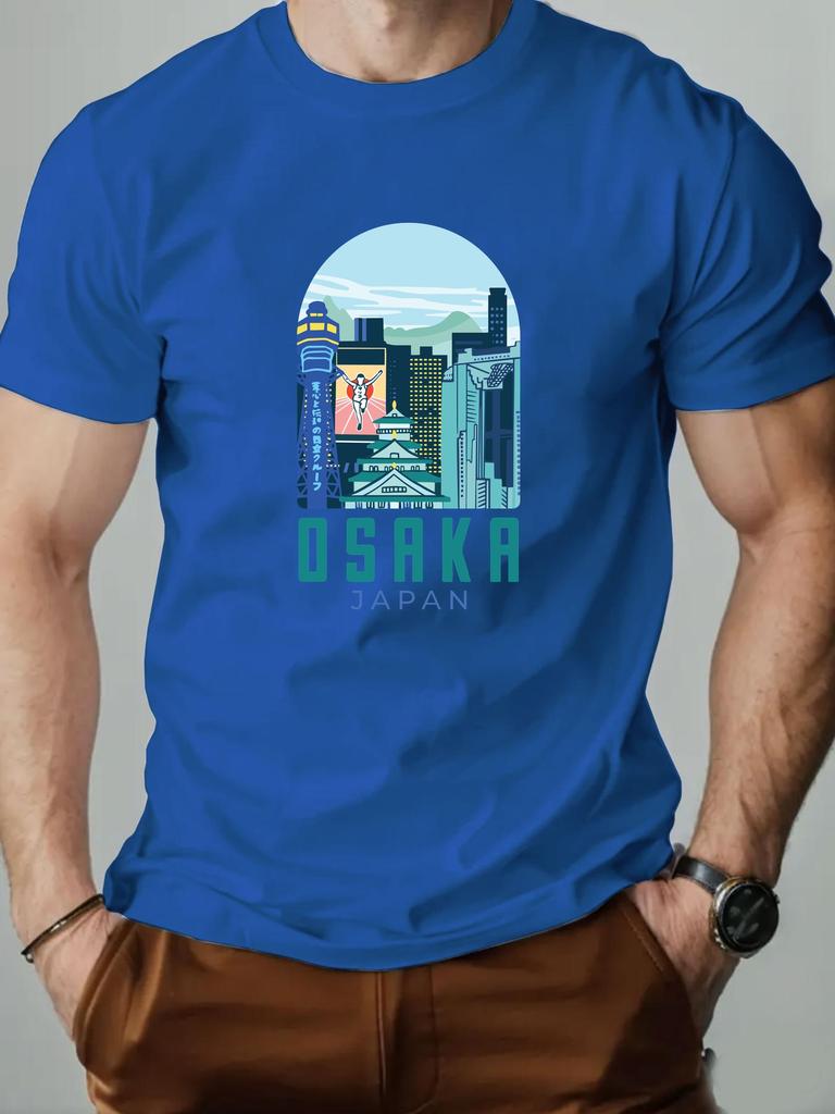 Новая мужская футболка 2025 года 100% хлопок с принтом узора OSAKA JAPAN, уличная одежда, футболка с круглым вырезом, дышащая, летняя модная футболка