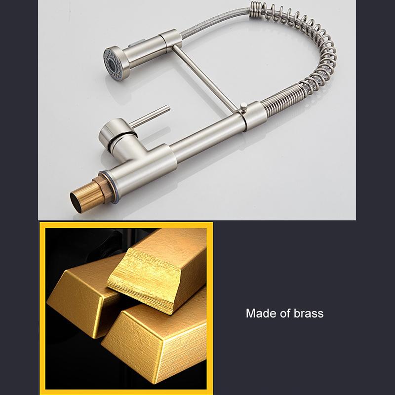 Матовый черный выдвижной кухонный смеситель, хромированный двойной режим, насадка, смеситель для горячей и холодной воды, кран-кран, латунные пружинные смесители для кухонной мойки