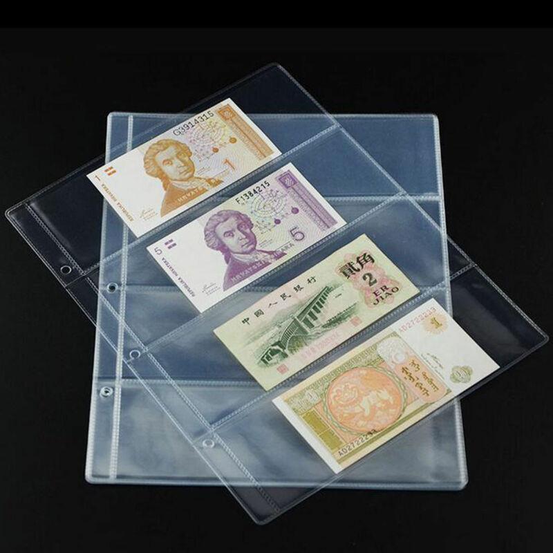 10pcs Paper Money Page Protector Banknotes Currency Album Sleeves PVC Transparent Bill Note Collection Leaf Stamps