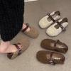 Gentle Wind Light Mouth Fluffy Shoes Single Shoes 2025 Autumn and Winter New Outer Wear Piled Thickened Mary Jane Cotton Shoes