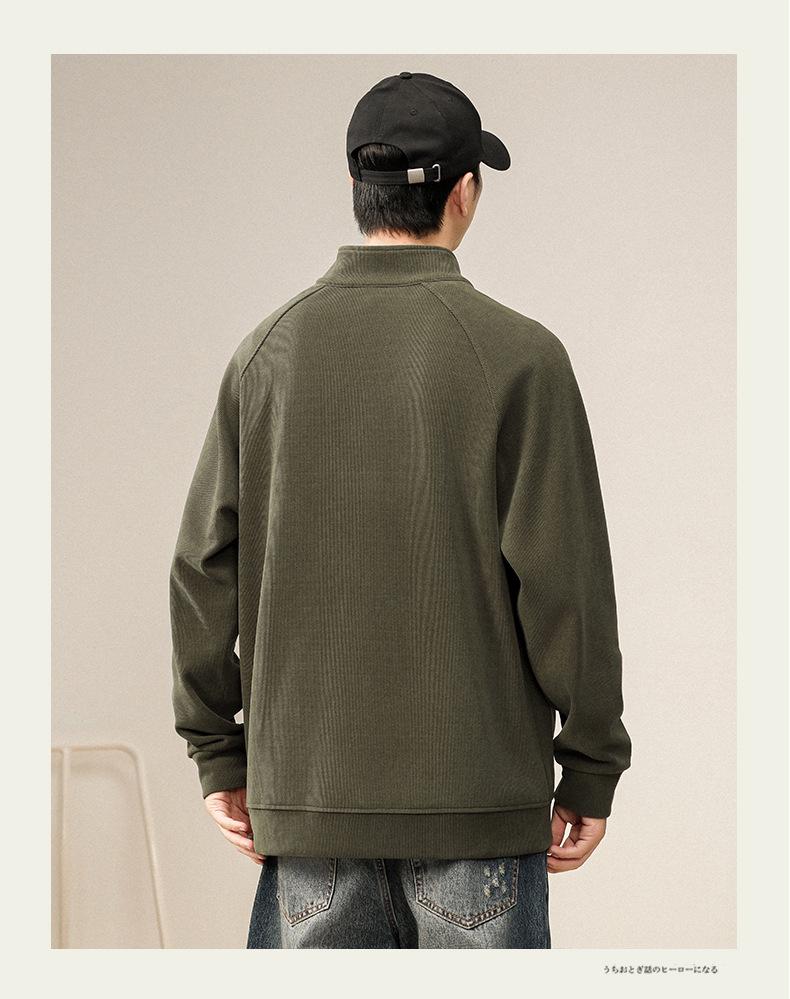 Men's Retro Half-Zip Hoodie: Trendy, Loose-Fit Stand Collar Pullover