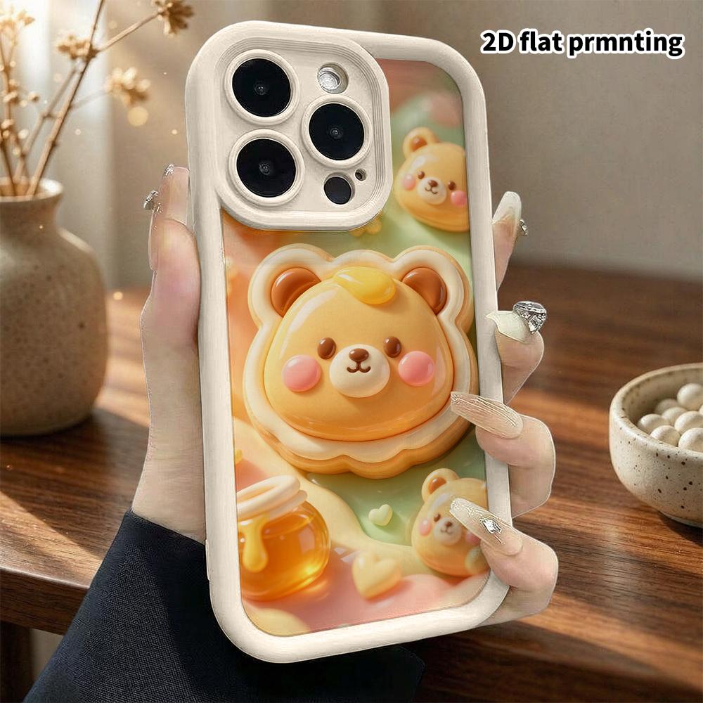 Чехол для телефона: 2D плоский дизайн, подходит для iPhone 18 17 16 15 14 13 Pro, печенье-мишка Хани, идеальный подарок на Рождество и Хэллоуин