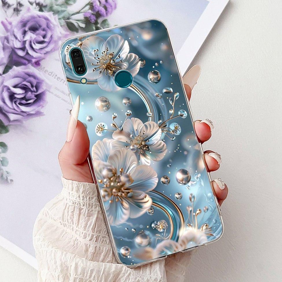 Clear For Huawei Y9 2019 Case Cover Cute Fashion Flowers Funny Cool Painted Soft Phone Case For Huawei JKM-LX1 JKM-LX2 JKM-LX3