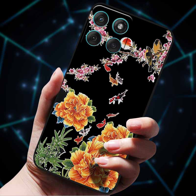 For Motorola Edge 60 Fusion Case 60Stylus 3D Flowers Emboss Phone Cases for Moto Edge 60 PRO Stylus Back Soft Silicone Bumper