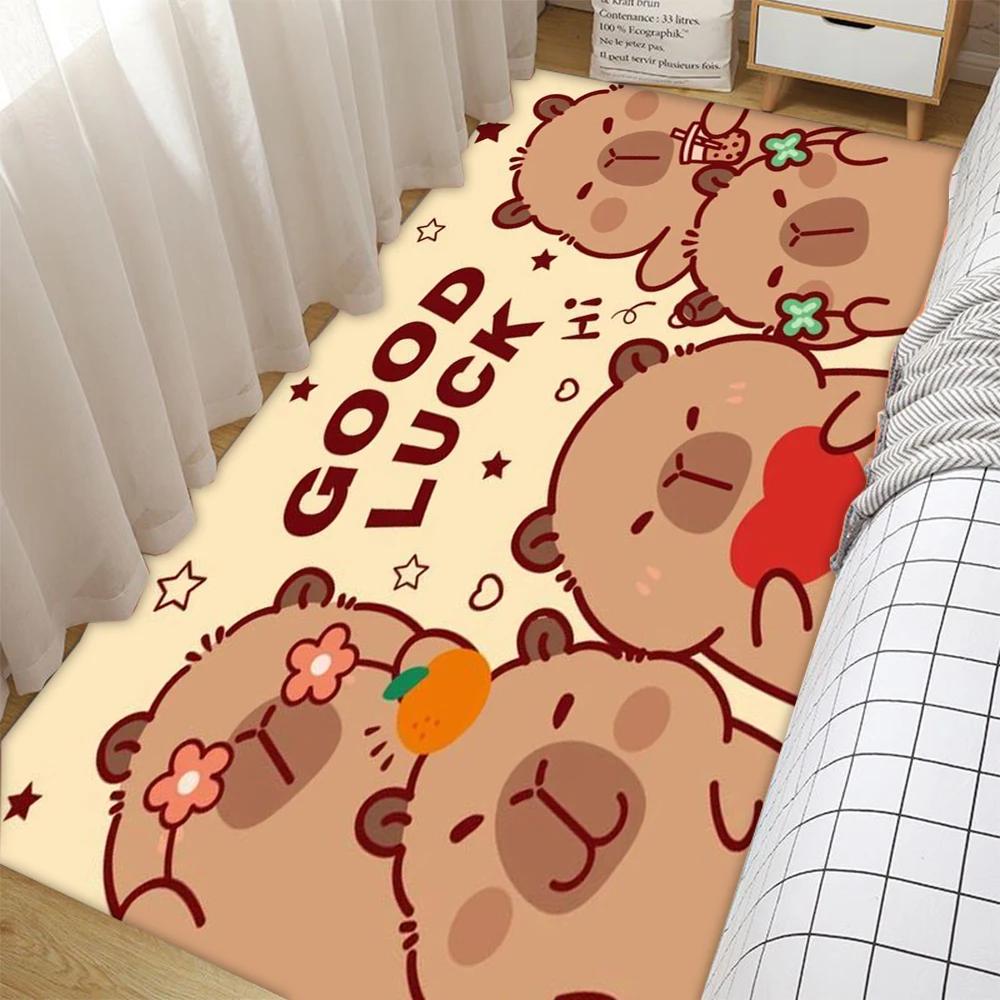 Kawaii Cartoon Capybara Design Carpet NonSlip Rug for Living Room Bedroom Home Decor Area Rug Floor  Mat Sofa Table Mat