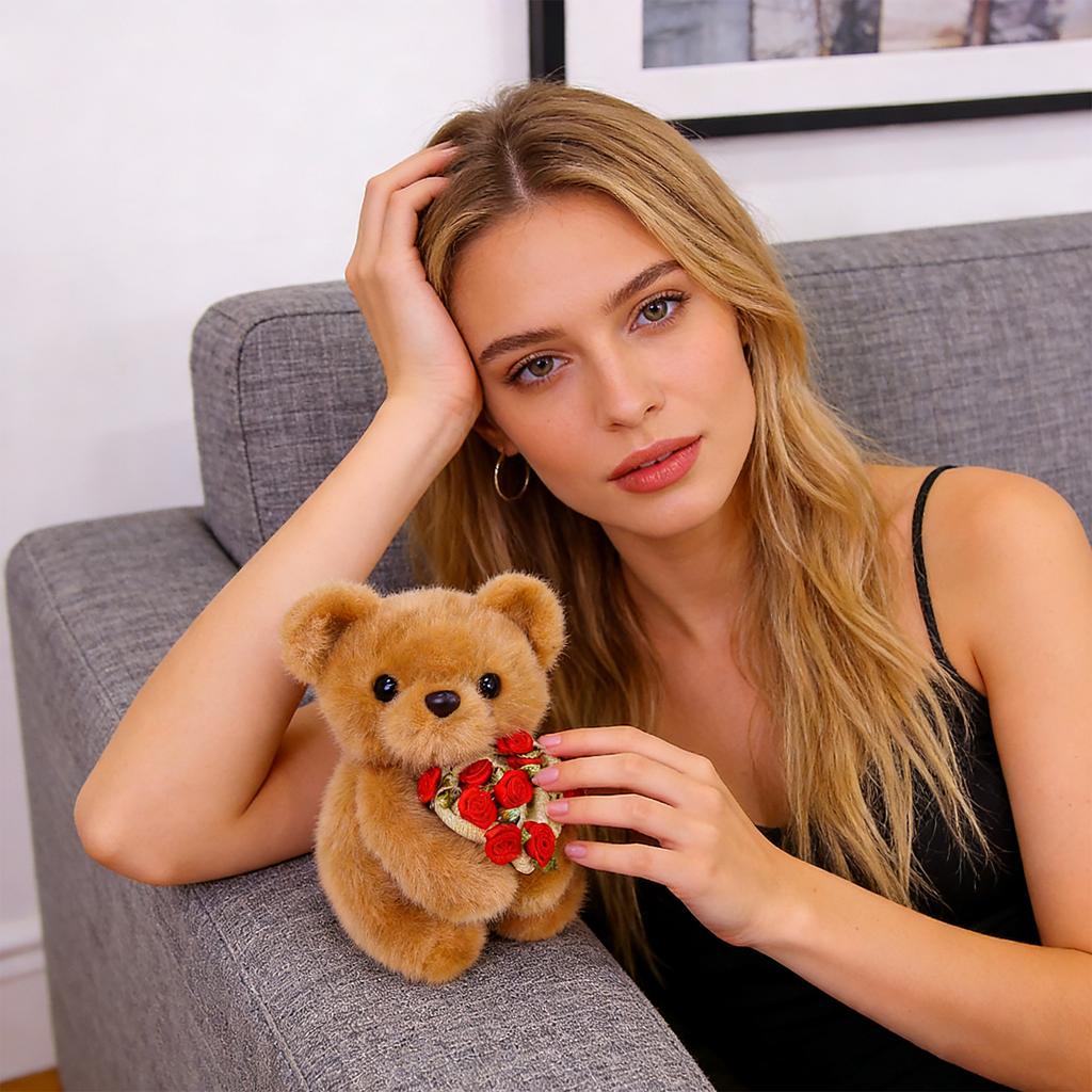 Adorable Plush Table Decor Set: Transformable Flower Bouquet & Hat Soft Figurines For Cozy Home Accents