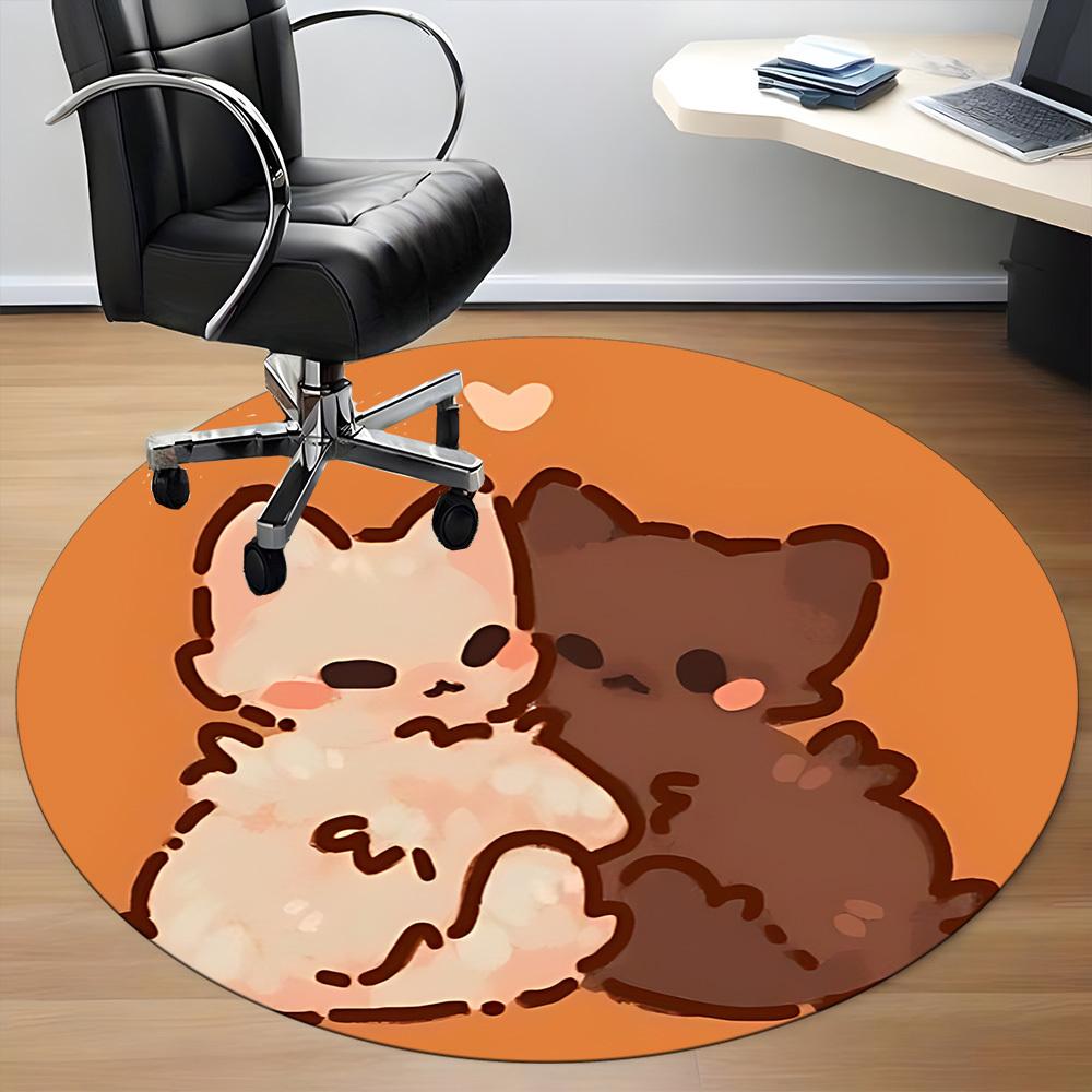 1PC Kittens Purrfect Office Round Area Rug,  Mat Suitable ForOffice, Under Office Chairs Bedroom Living Room Home Decor, Room Deco